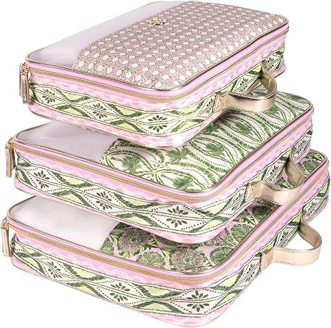 Lilly Pulitzer Packing Cubes Set of 3, Pink and Green | R...