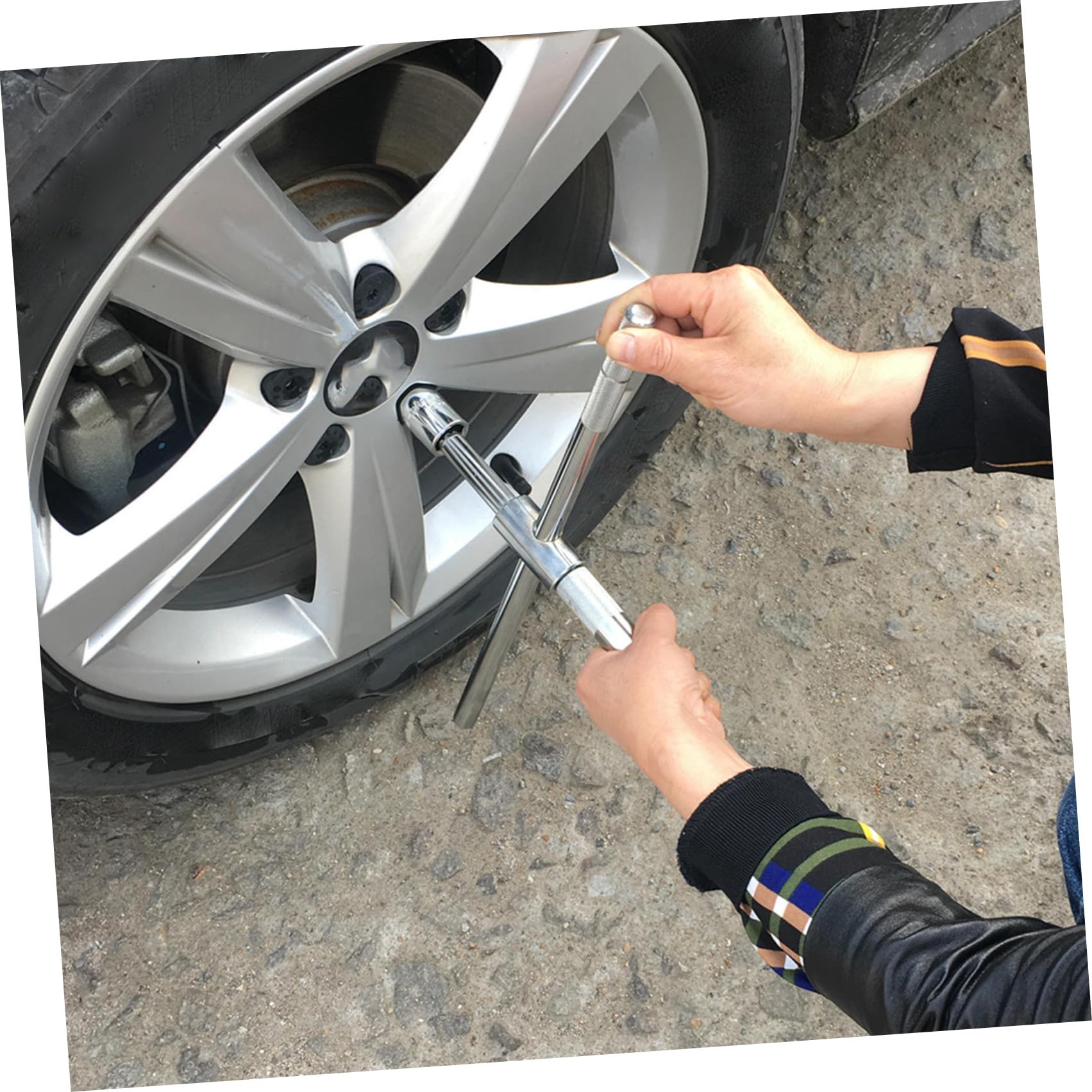 Llave de Rueda de Cruz 17/19/21/23mm de Acero para Ruedas | Plata, Estructura de 4 Vías, Diseño Ergonómico, Mayor Par y Dureza, para Camiones Ligeros y Autocaravanas