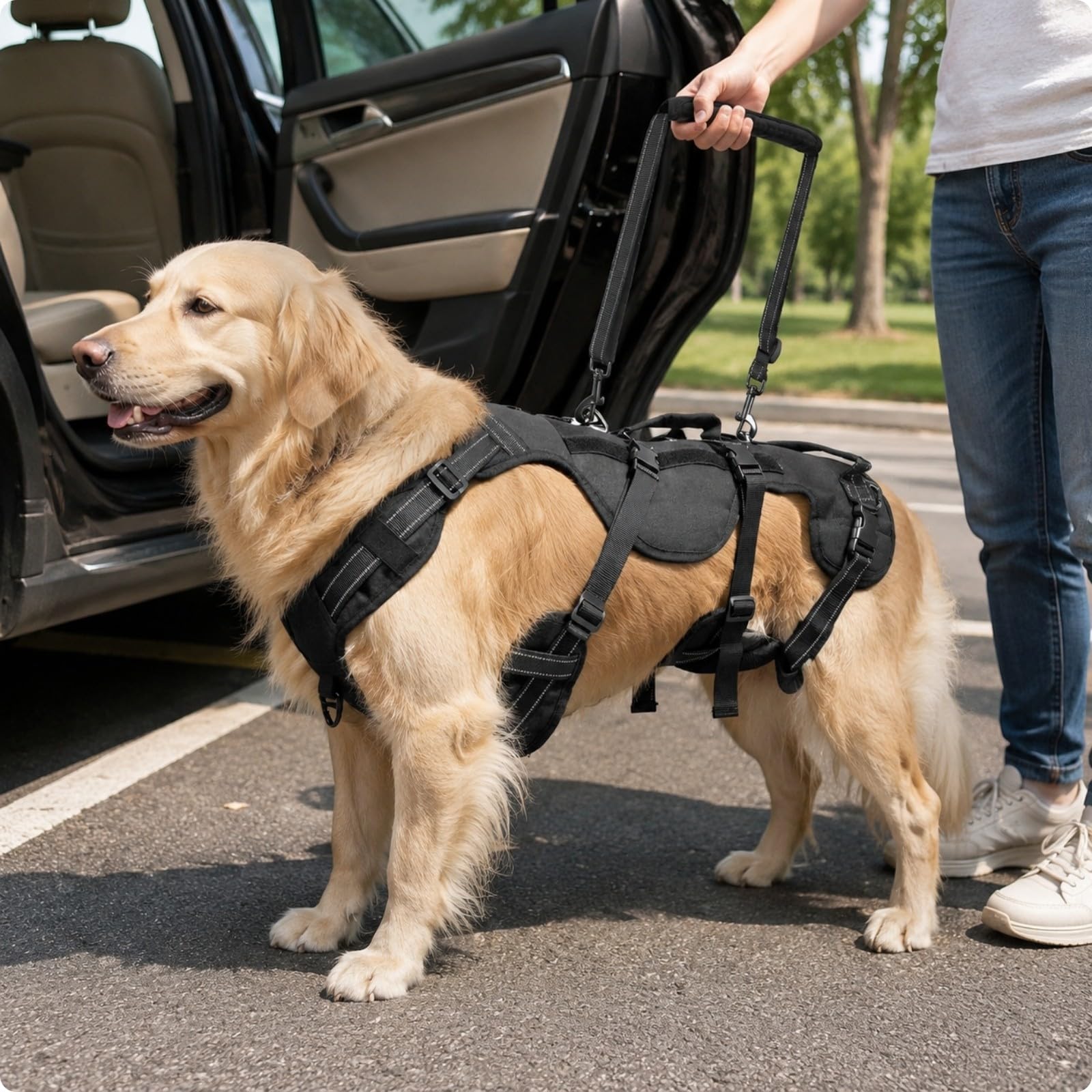 MagiDeal Fascia di Assistenza per Cani Lavabile | Regolabile, Imbracatura di Supporto e Sollevamento per Cani, Resistente, Imbracatura Riabilitazione, Nero, M