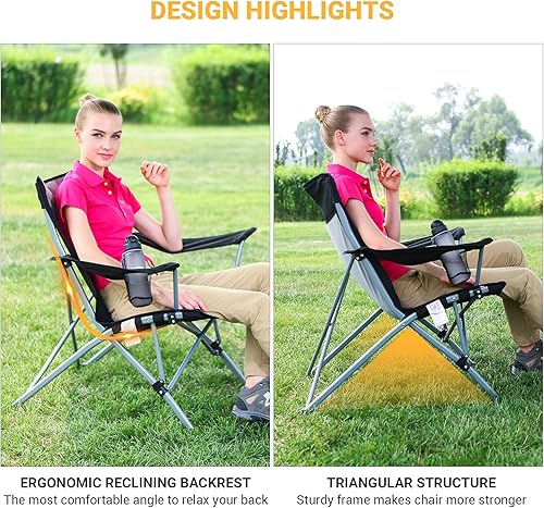 Miniatura 4 de KingCamp Silla plegable de gran tamaño para campamento, silla de campamento al aire libre, silla de césped portátil, con brazos, marco de acero