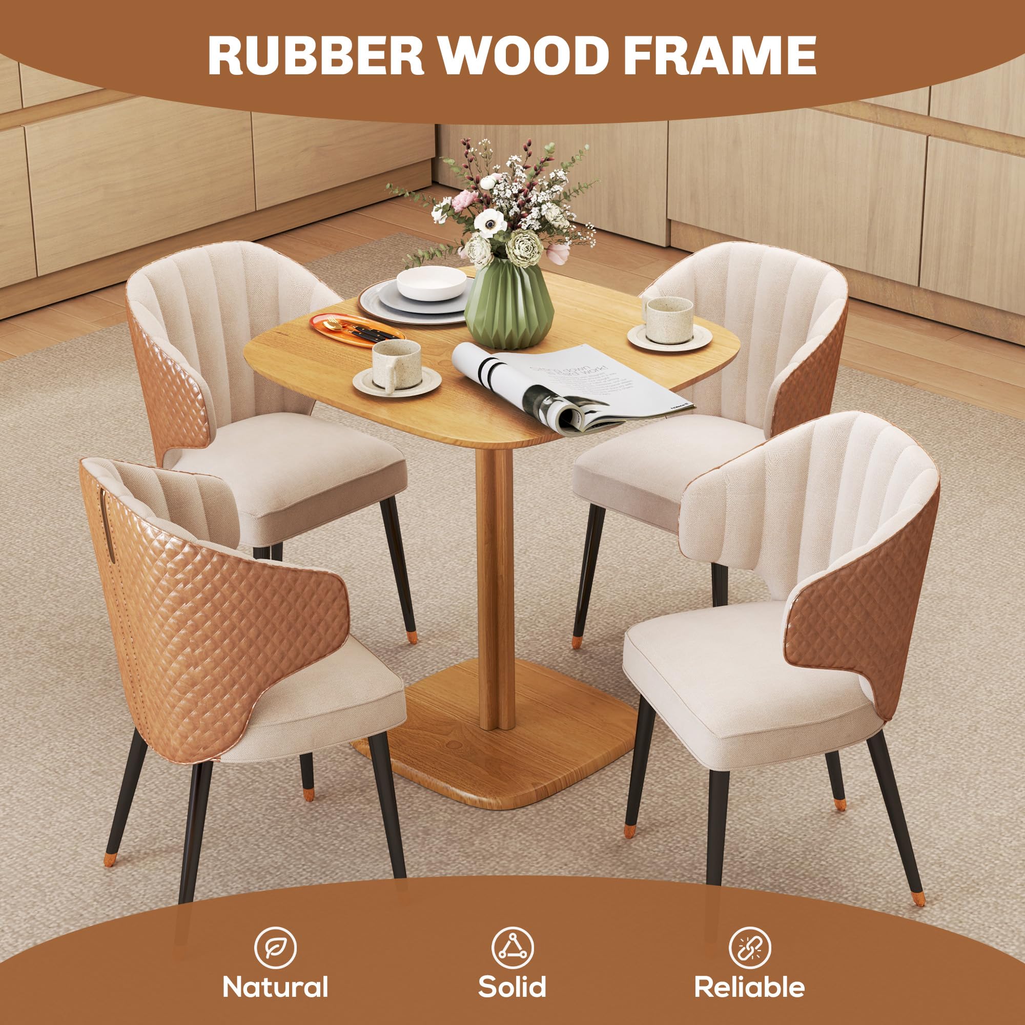 HOMCOM Tavolo pranzo 4 pers. piano effetto legno 27.6"x27.6" legno nat. | Tavolo da cucina moderno.