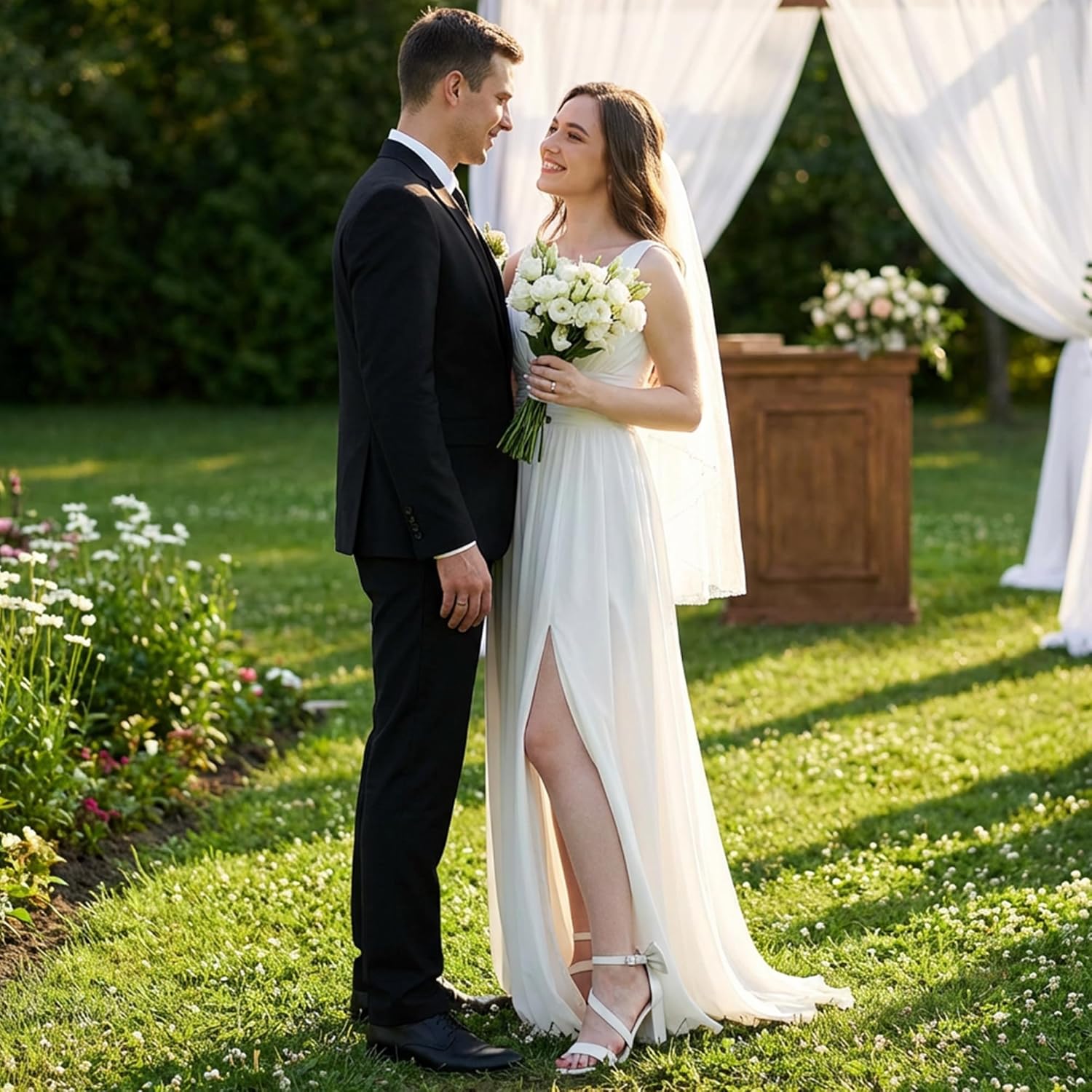 Reimferce Comfortable Block Heels for Women: 3.14" Stable Walk for Confidence on Wedding - Elegant Bow Ankle Strap & Cushioned Insole for Bride & Bridesmaids - Image 3