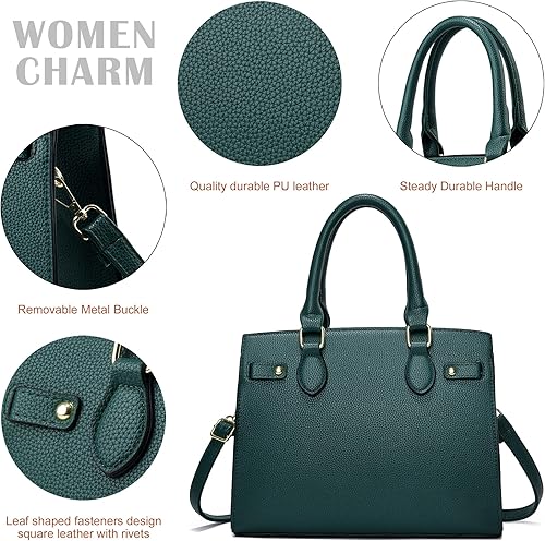 Miniatura 6 de Carteras y bolsos para mujer, bolso de mano de moda con asa superior Verde oscuro,Negro -,Negro marrón,Marrón,Gris,Cuadrícula Negro Gris,Azul