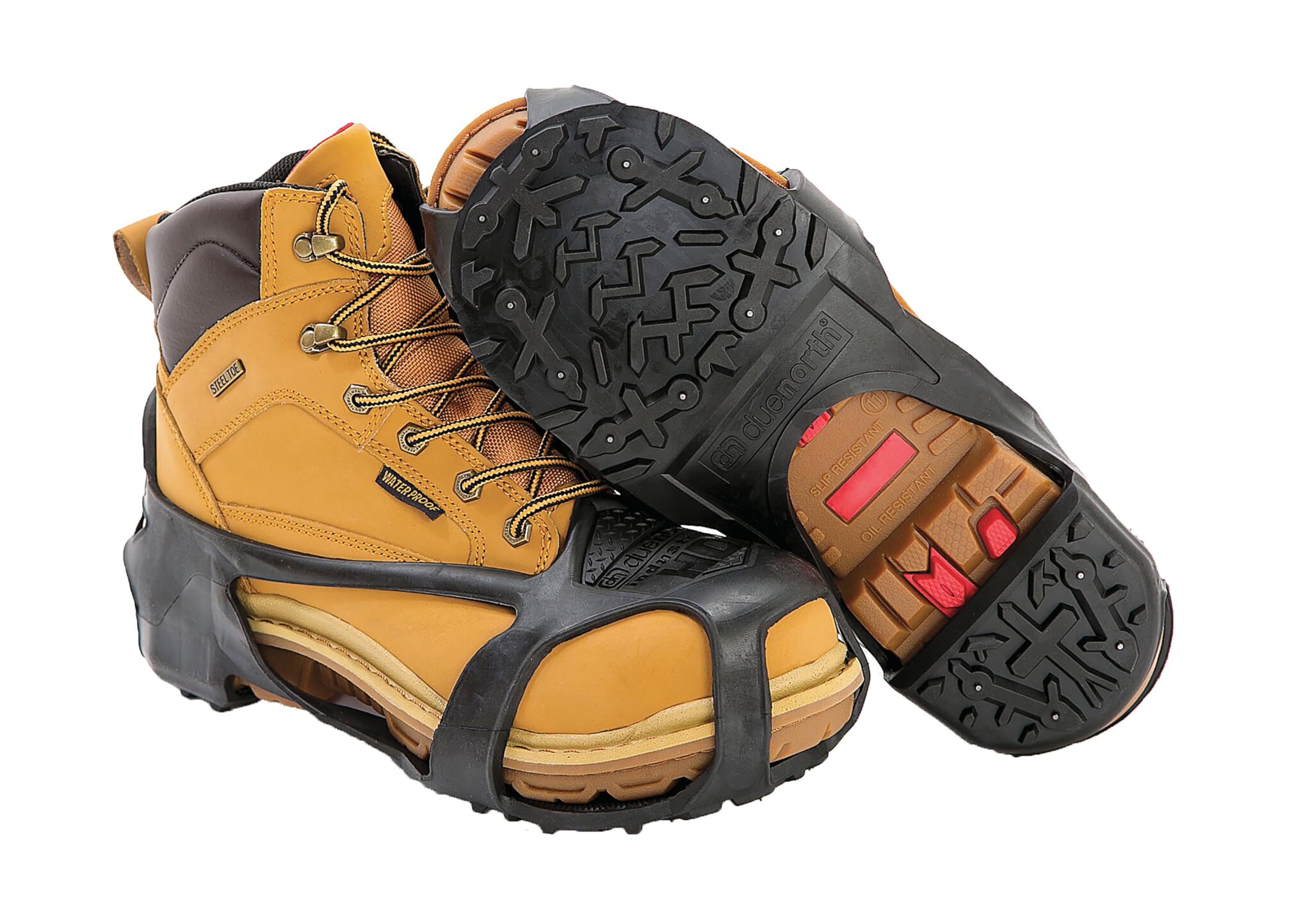 Due North Heavy Duty Ice Cleats for Traction on Snow & Ice - 28 Integrated Military Grade Tungsten Carbide Spikes (1 Pair)