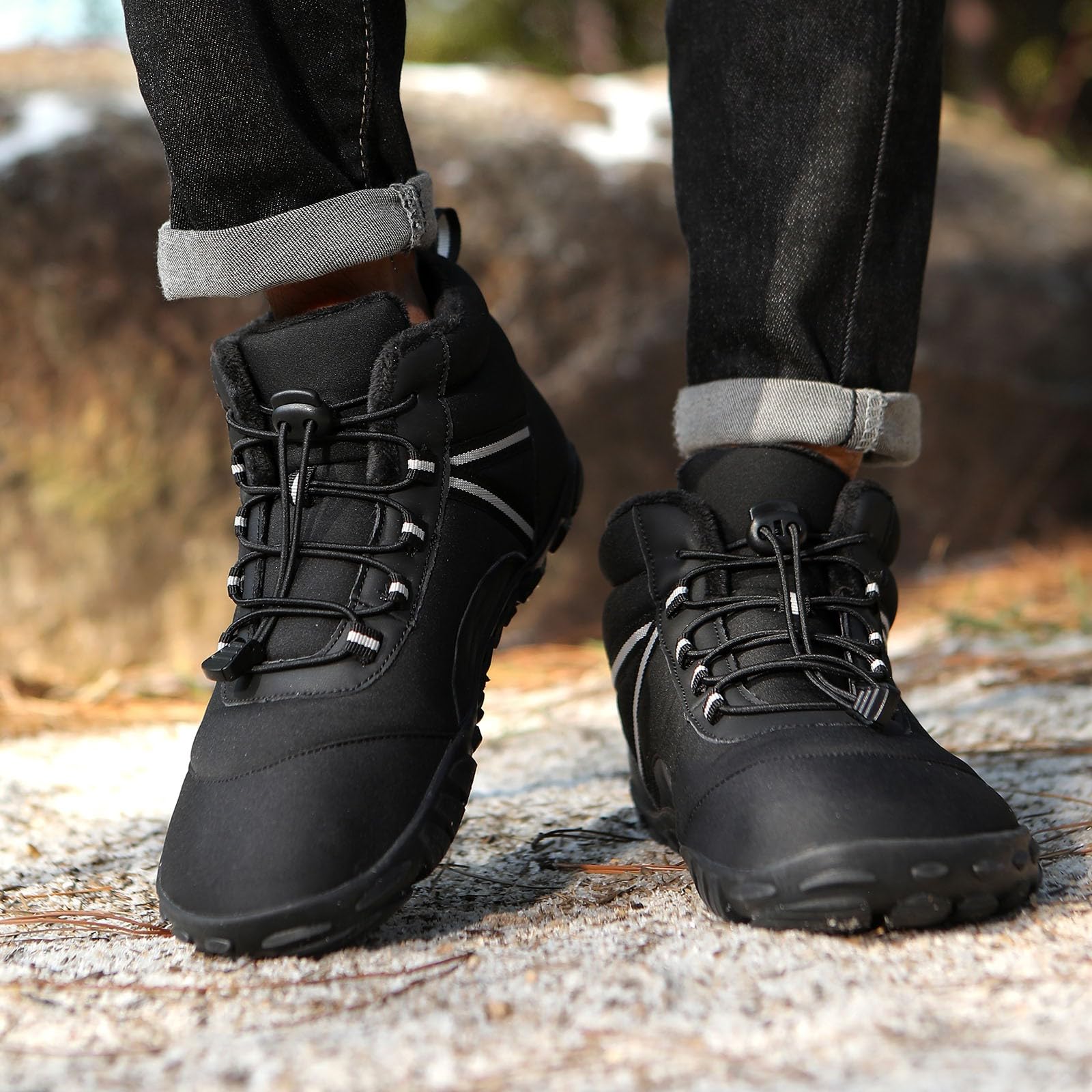 Botines de Invierno para Parejas, con Forro Polar, cálidos y cómodos, con Cordones elásticos, Ideales para Clima frío, Senderismo y Uso Diario Informal, Antideslizantes_1