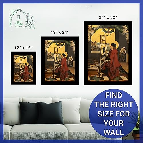 Miniatura 6 de Lost Cabin Altar of St Anna St Luke Paints the Madonna by Niklaus Manuel Deutsch  Canvas in Gold Beveled Frame  Fine Artwork Painting Reproduction