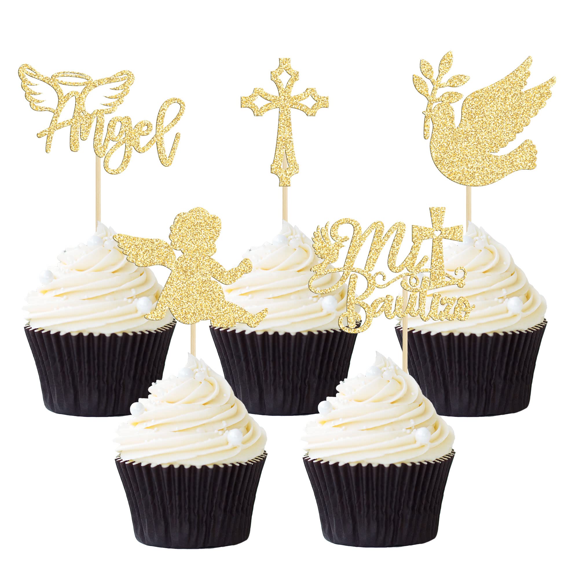 24x Goldene Glitzer-Kreuz Tischaufsätze – Doppelseitig Glänzend, Ca. 24.5cm Lang, Für Taufe & Religiöse Partys