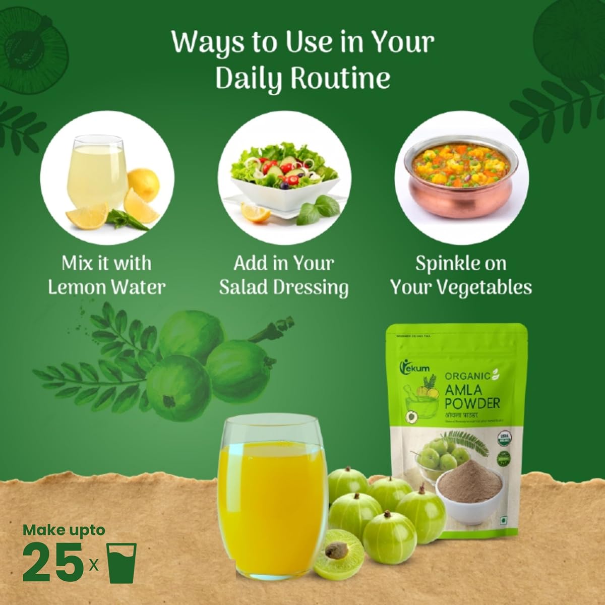 Ekum Organic Amla Powder | 100% Natural | Vitamin C | Hair and Skin | Improves