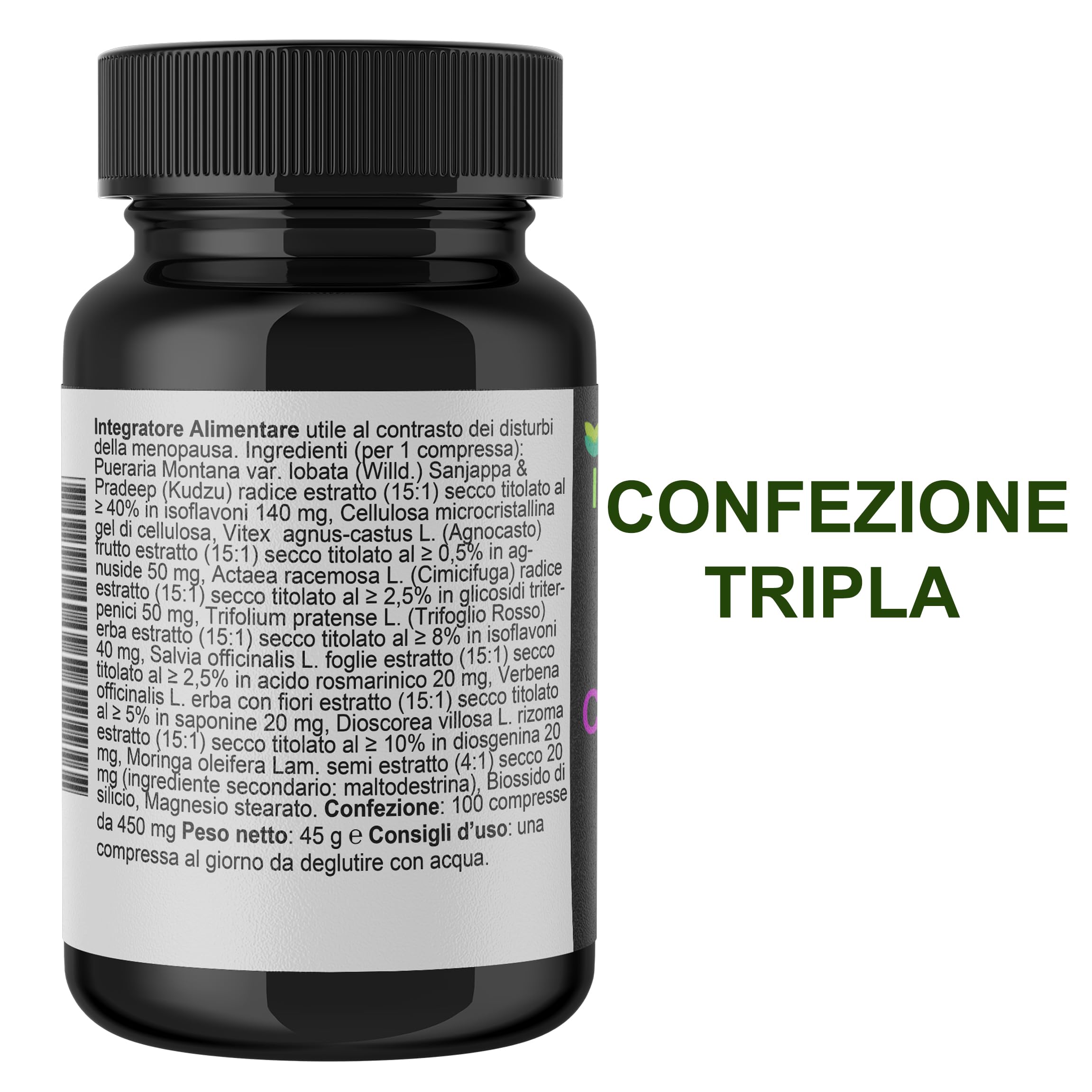 Menopausa Complesso Slim 300 Compresse - Peso, Vampate, Antiossidante, Detox, Benessere Mentale - Kudzu Trifoglio Rosso Actaea Moringa Agnocasto Dioscorea Verbena Salvia