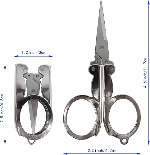 Miniatura 2 de Ouyatoyu 12 piezas de acero inoxidable plegable bolsillo portátil plegable mini tijeras de viaje pequeñas tijeras de hilo de papel tijeras cortador