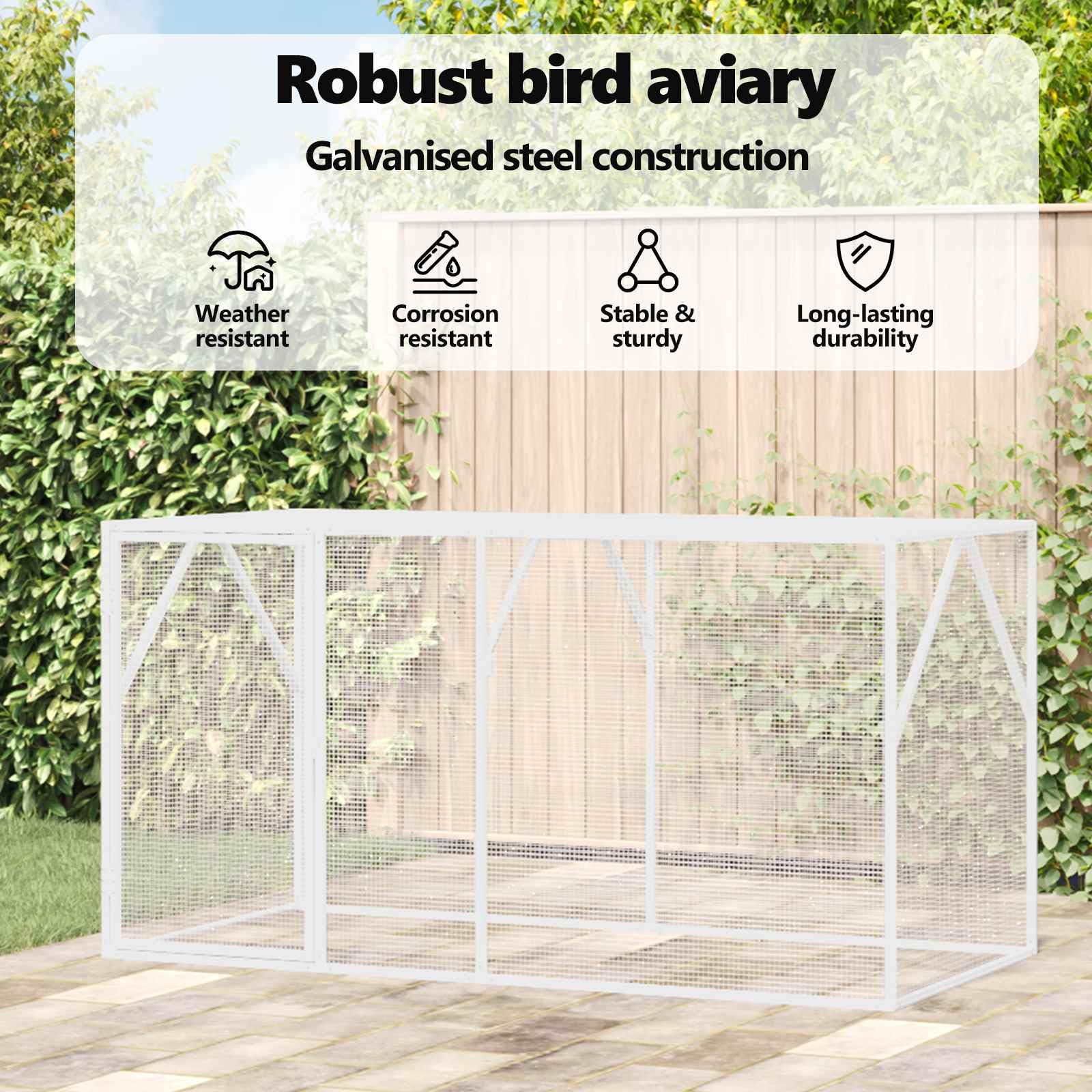 vidaXL Jaula para Aves Antracita 208 x 102 x 108 cm Acero Galvanizado, Jaula Exterior para Mascotas, cerramiento de Acero, Rectangular, jardín y terraza