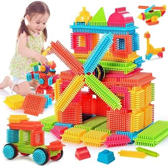 teytoy 100 Pieces Bristle Shape Building Blocks Toy Set for Toddlers Children