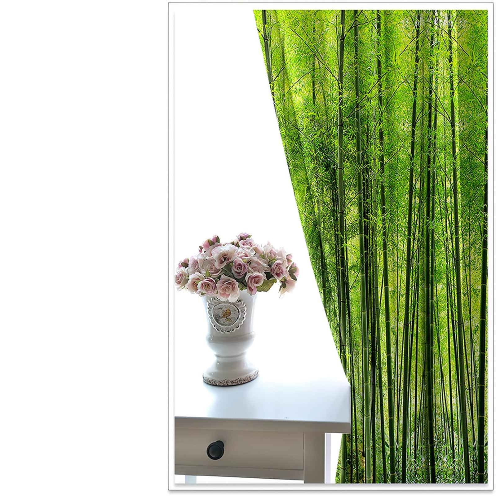 Gualiy Polyester Vorhänge 2er Set Verdunklung, Vorhang Blickdicht 86x115 Natur Wald Vorhang mit Ösen, Grün