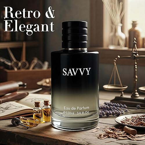 Miniatura 2 de Savvy Cologne de larga duración para hombres  Bergamota, lavanda, nuez moscada y vainilla Papua  Eau de Toilette 100 ml en aerosol  Fragancia de día