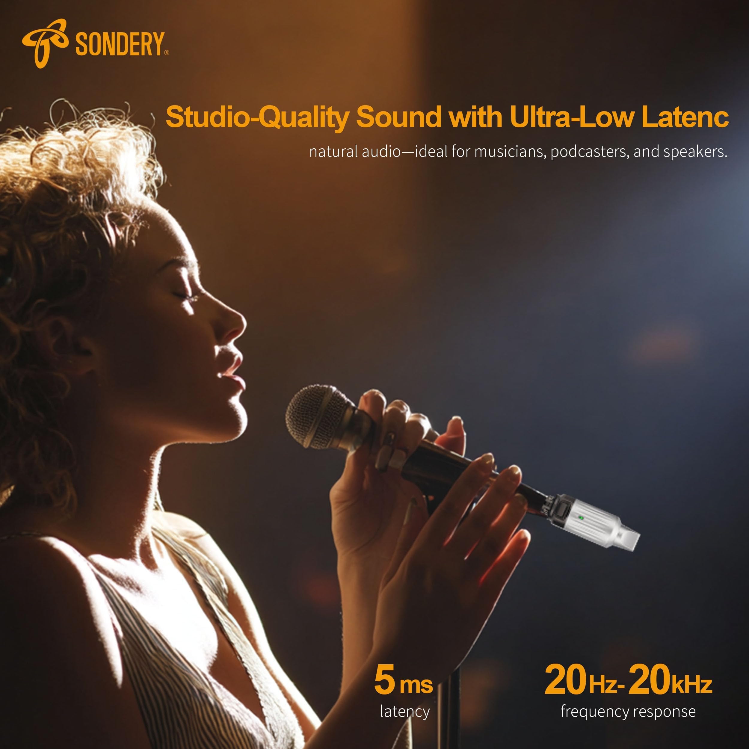 Sondery UHF Wireless XLR Sender und Empfänger Wiederaufladbar 7 Kanäle für dynamische Moving Coil Mikrofone