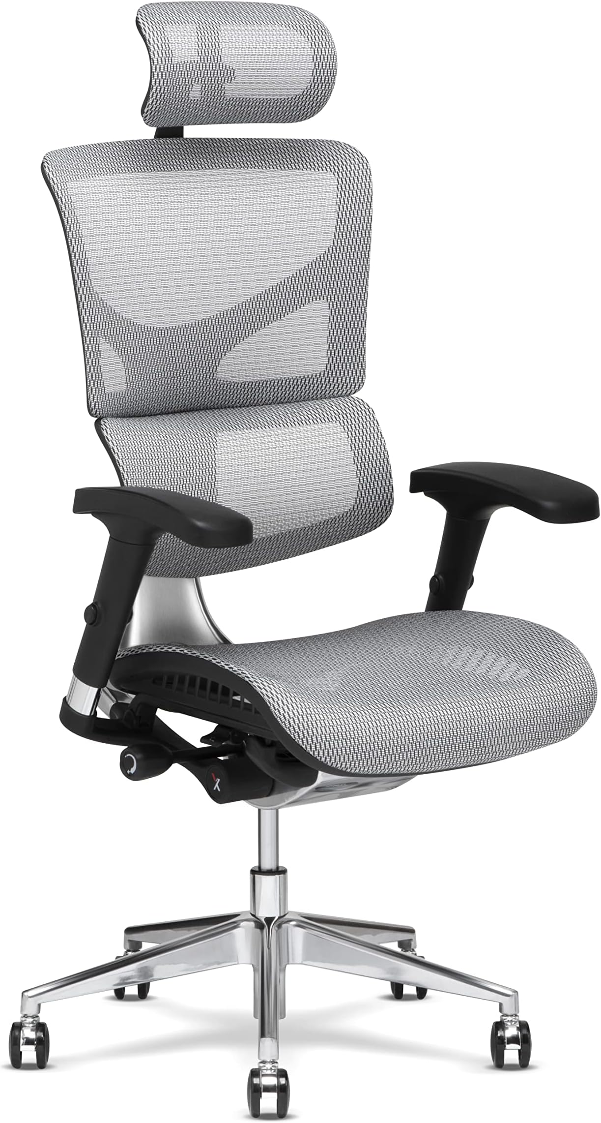 X2 Management Task Chair, White K-Sport Mesh Fabric with Headrest - Ergonomic Office Seat/Dynamic Variable Lumbar Support/Floating Recline/Highly Adjustable/Perfect for Long Work Days