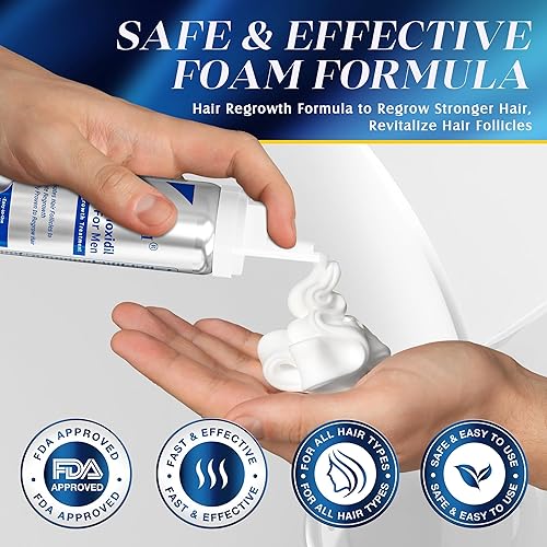 Miniatura 6 de 5% de minoxidil para el crecimiento del cabello de espuma de Minoxidil para hombres, tratamiento tópico de pérdida de cabello, cabello extra fuerte,
