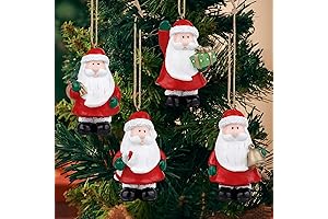 4Pcs Christmas Ornaments, Santa Claus Figurines with String