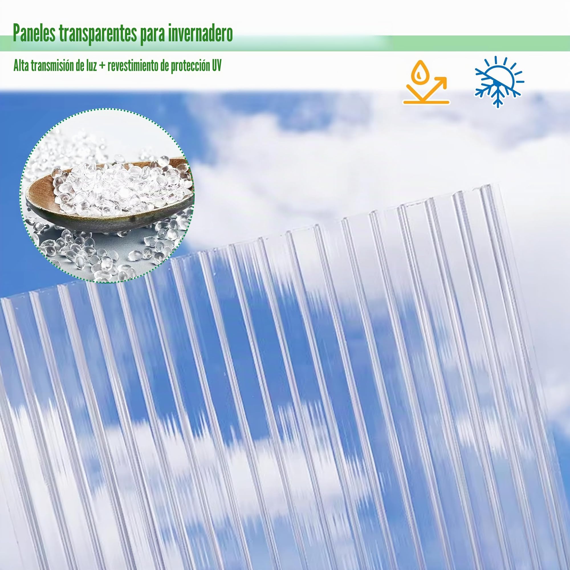 Juego de 14 planchas alveolares transparentes de policarbonato, 10,25 m², resistentes a los rayos UV, placas de invernadero de doble puente para la construcción de garajes, invernaderos