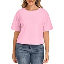 Crop Tops for Women Oversized Tshirts Short Sleeve Crew Neck Casual Loose Summer Cropped T Shirts for Women