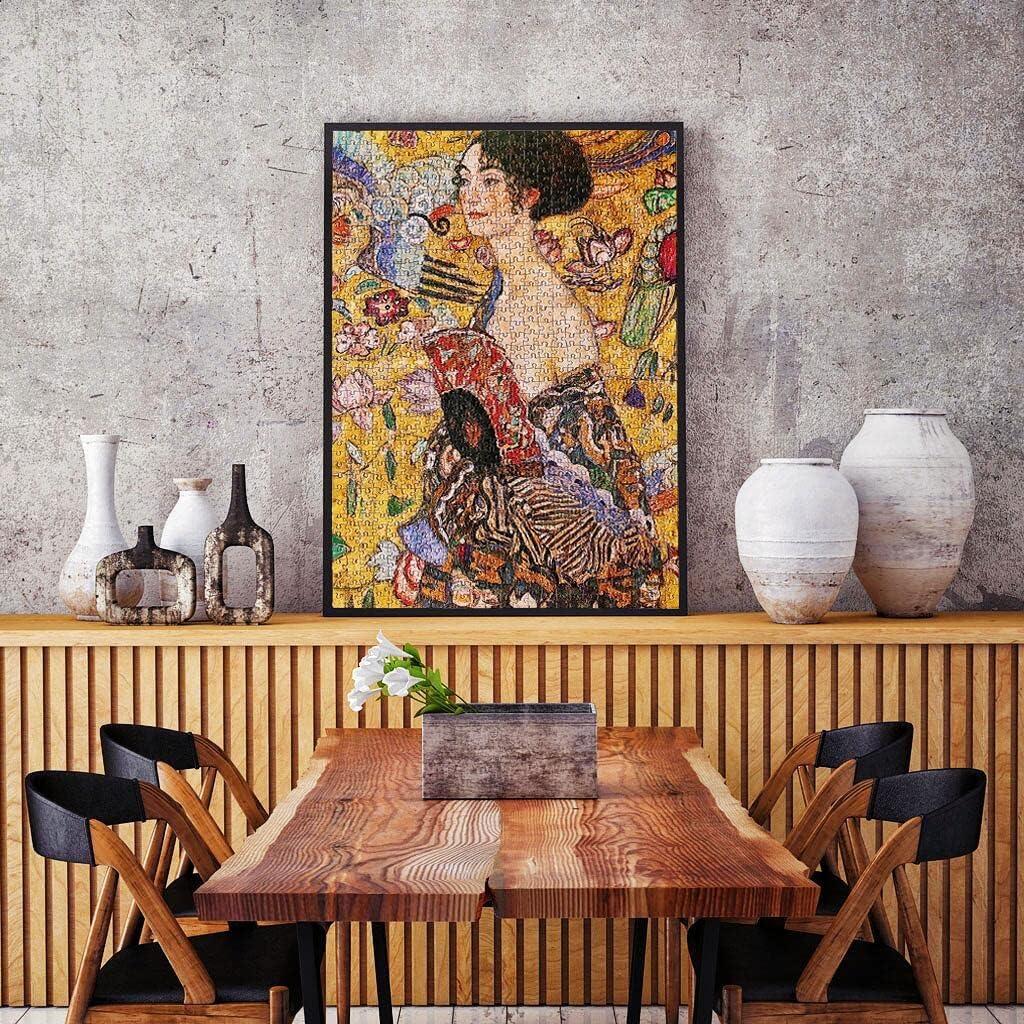 Moruska Lady with Fan by Gustav Klimt Jigsaw Puzzle 1000 Piece Art Puzzles for Adults