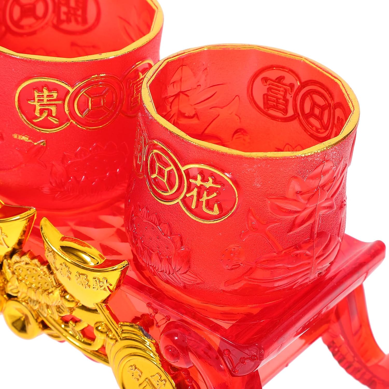 Tibetan Buddhist Offering Cup Set, Small Plastic Goblet with Base