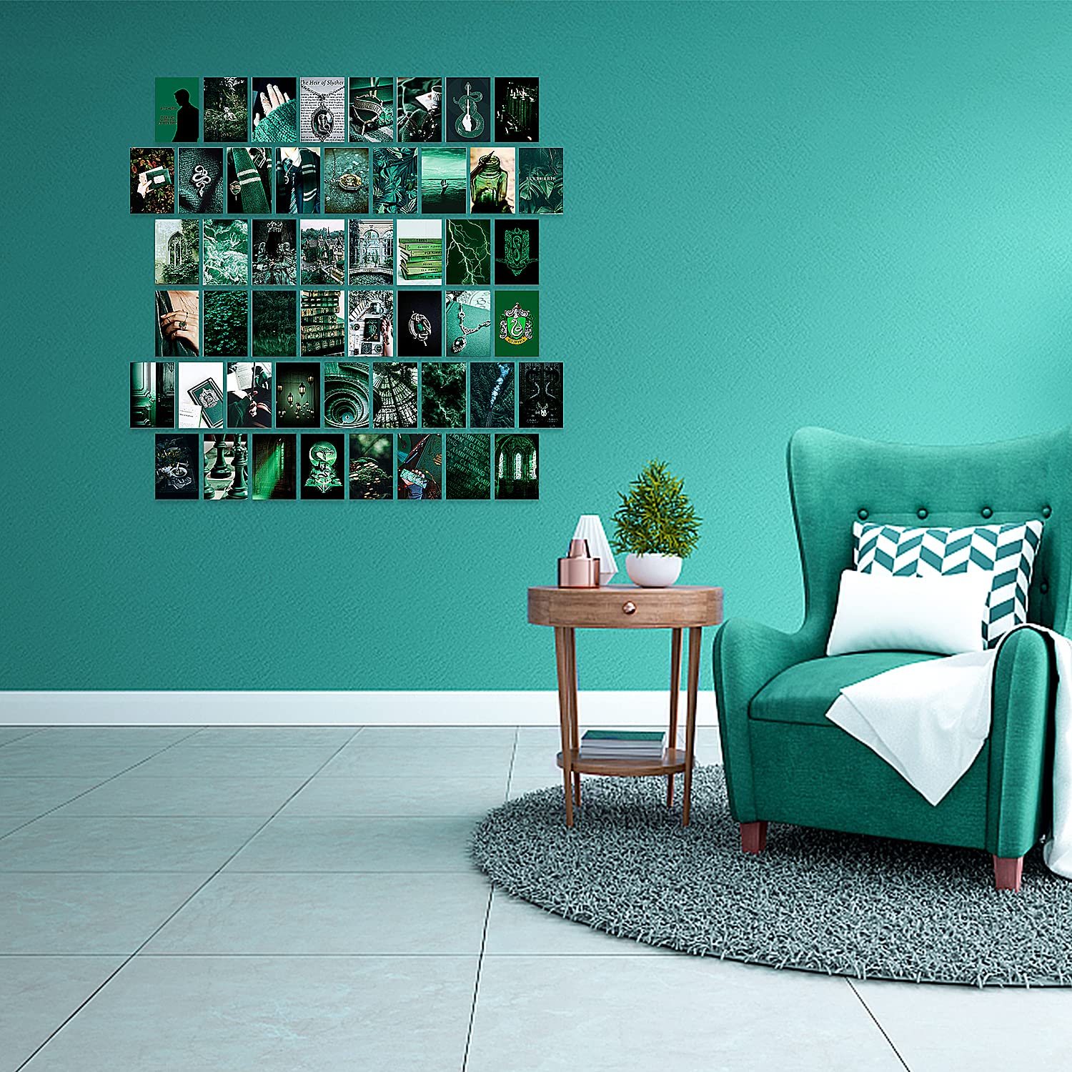 50 PCS Doublesided Wall Collage Kit, Green Magic & Pink Neon Posters