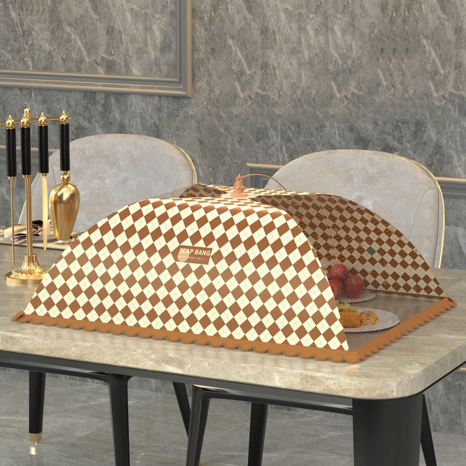 Food Cover, Food Net Covers for Indoor and Outdoor, Food Cover Mesh Screen Tents Umbrella Fly Food Covers for Picnics, Parties, BBQ, Camping, Reusable and Collapsible (Coffee Grid)