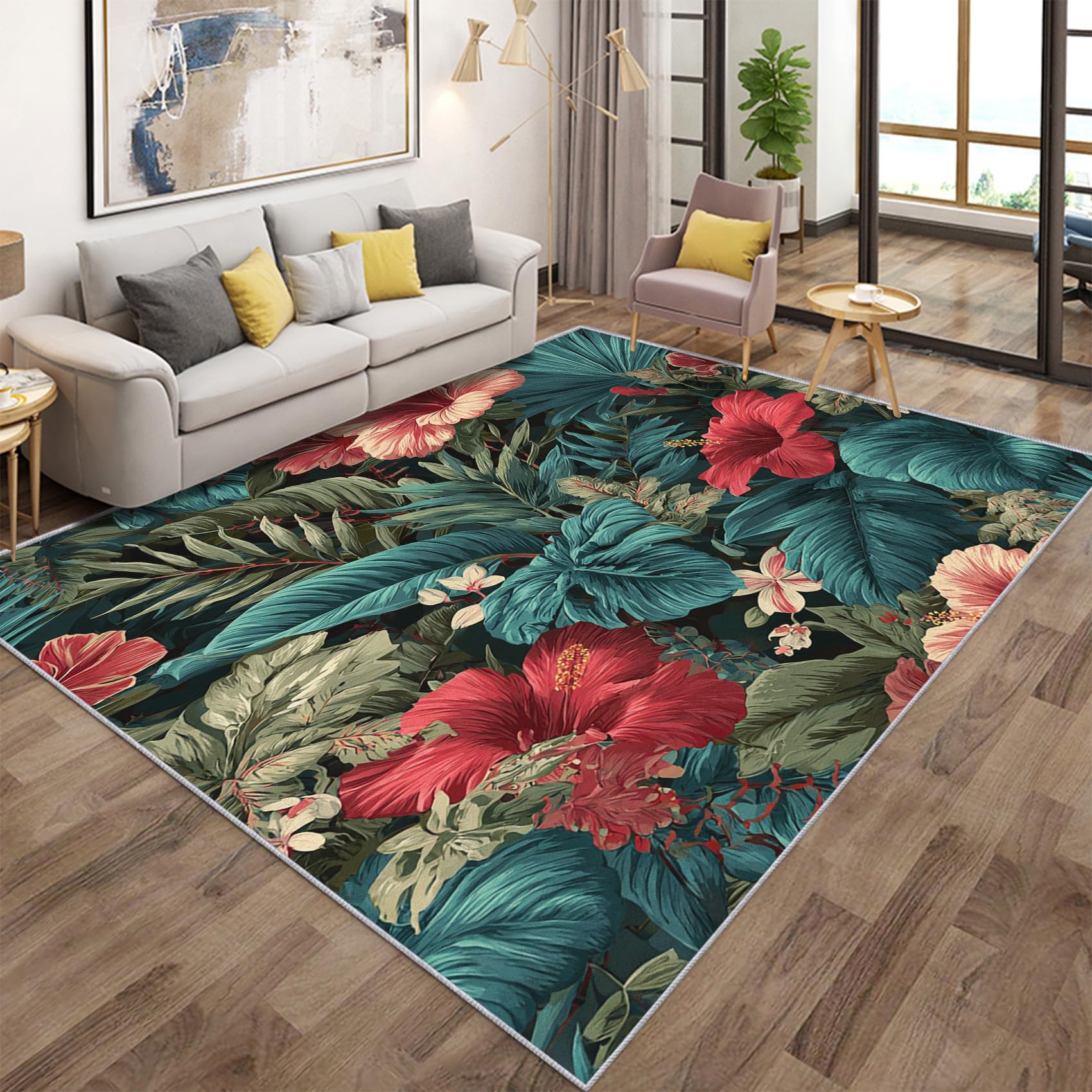 Tapis de chambre tropical pour créer une ambiance naturelle et douce