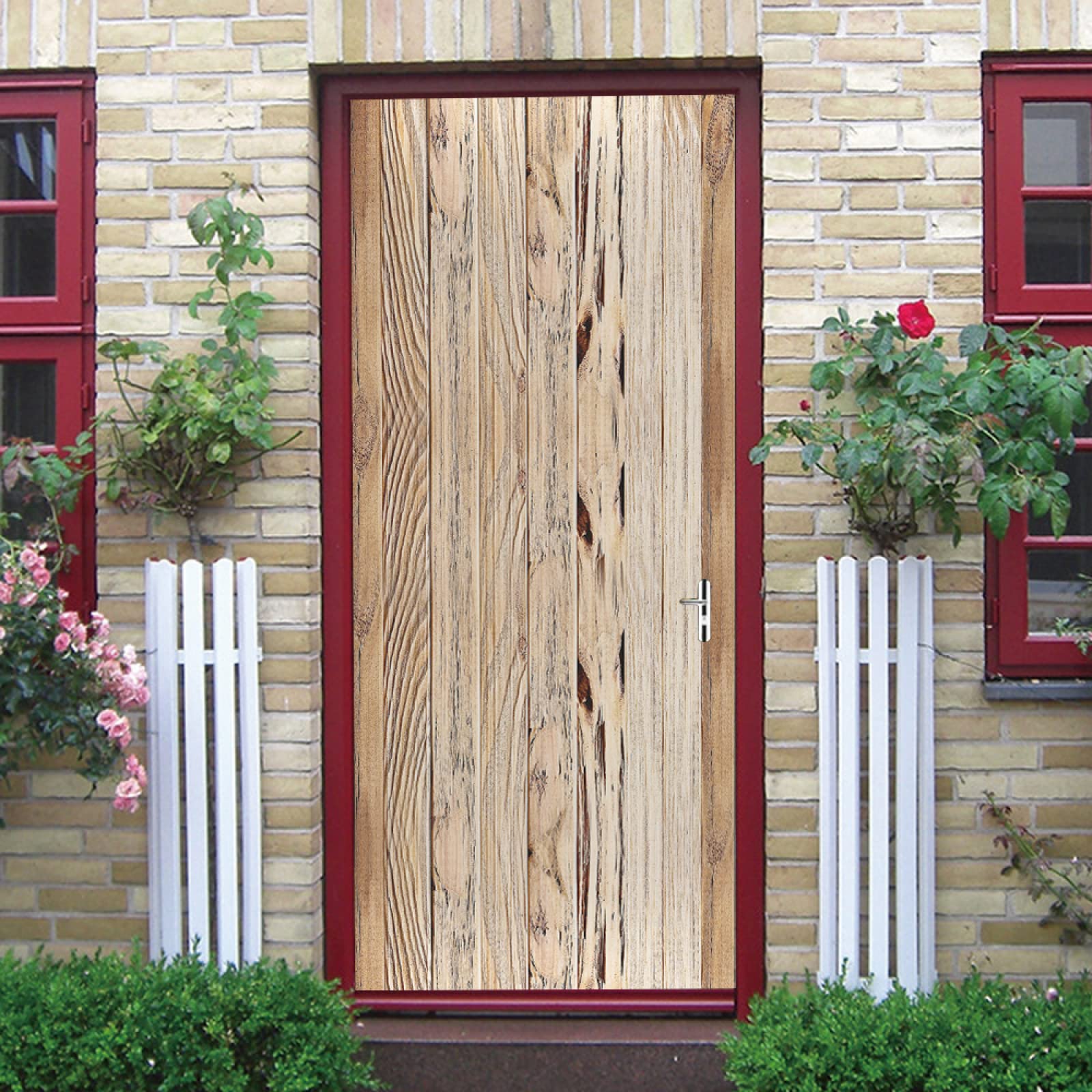 Sticker Porte Porte En Bois Papier Peint Porte Rétro 3D Stickers