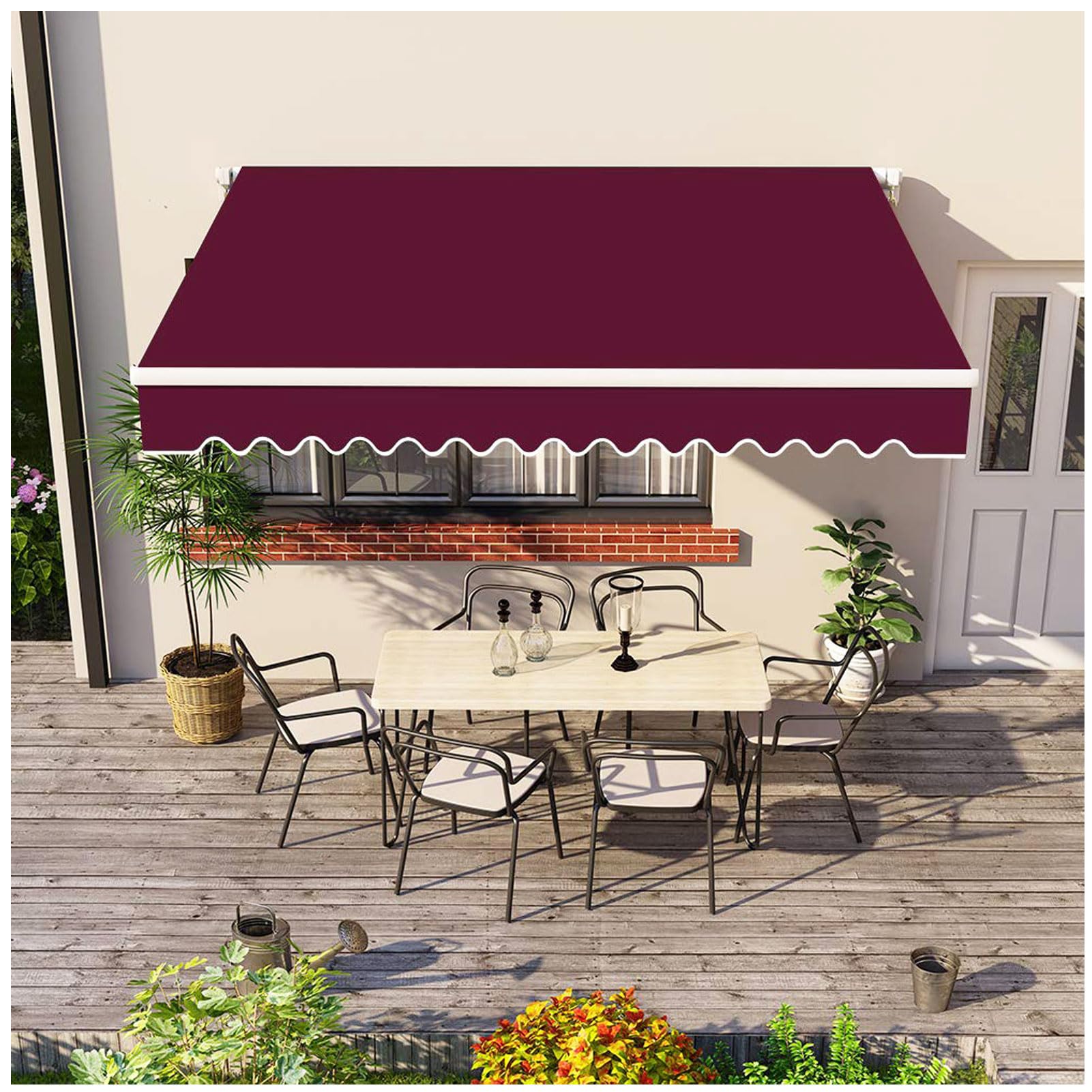 Toile de protection solaire rétractable verte 365x300 cm en polyester imperméable