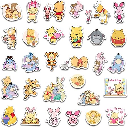 amazon com 100 pieces winnie the pooh stickers vinyl waterproof stickers for water bottle hydro flasks cool cute cartoon stickers for kids teens adults toys games