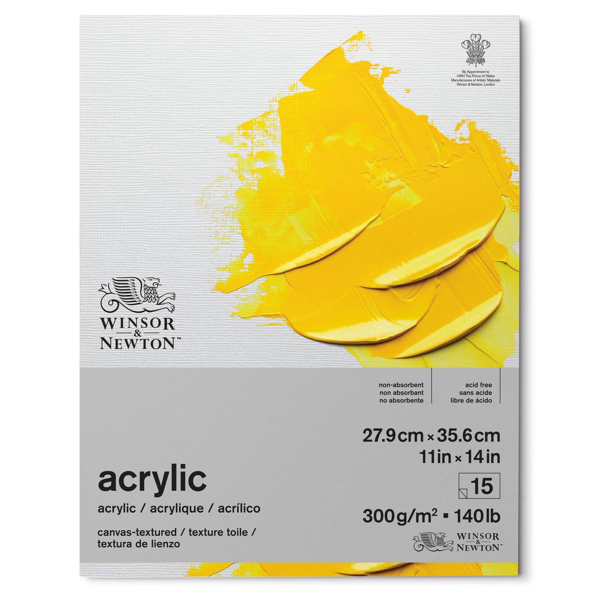 Winsor & Newton 6534002 Acrylic Pad, 15 Sheet, 11" x 14", Pack of 3, White