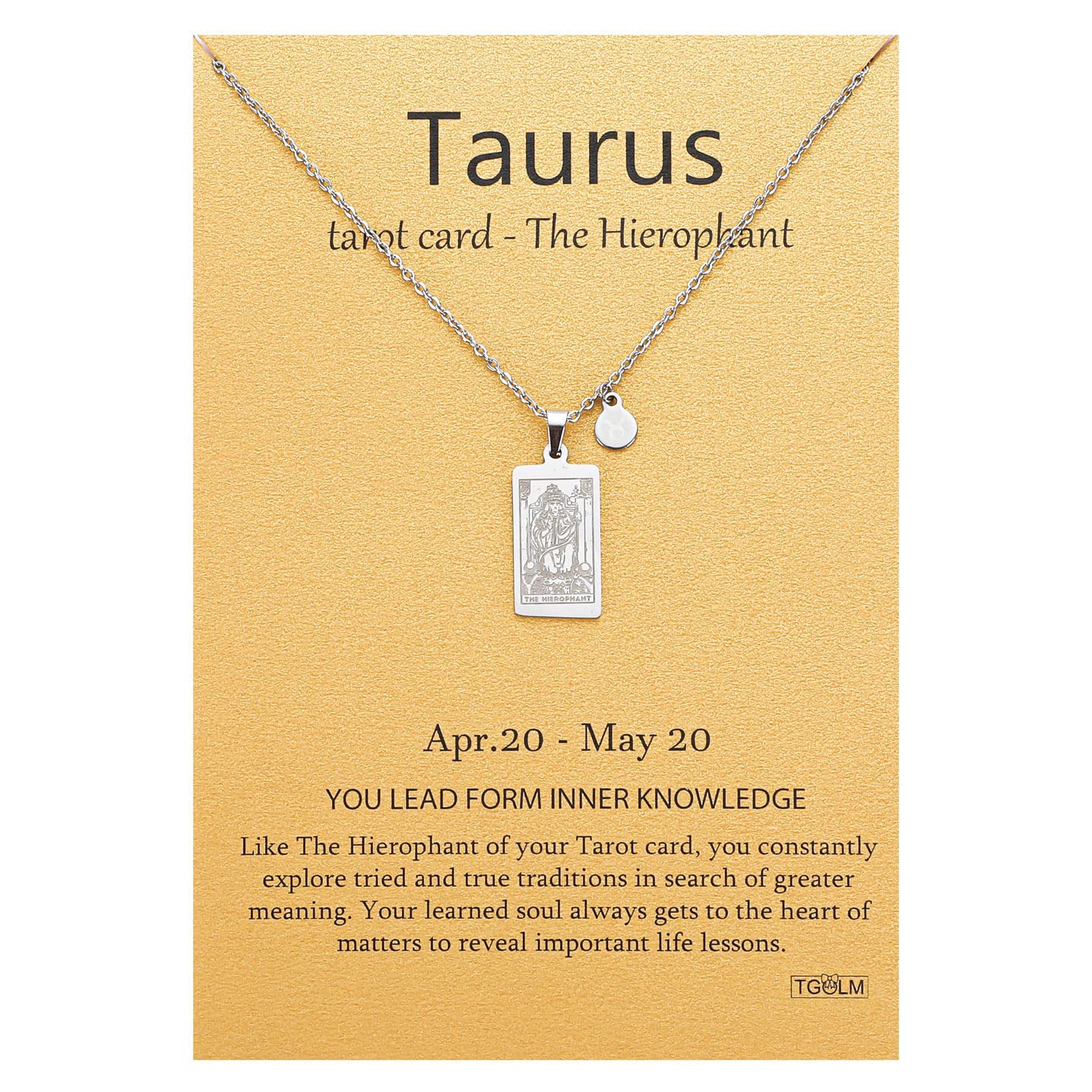 14k Gold Plated Zodiac Sign with Tarot Card Pendant Necklace Birthday Gift for Women