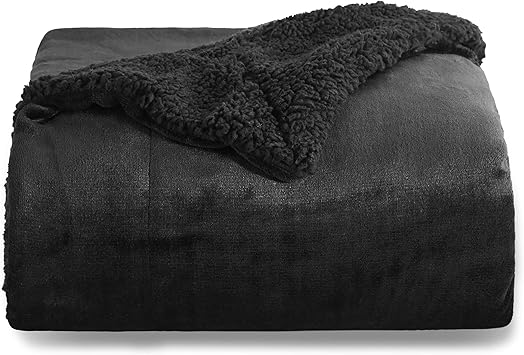 Bedsure Sherpa Blanket Throw Size (Cream & Black)