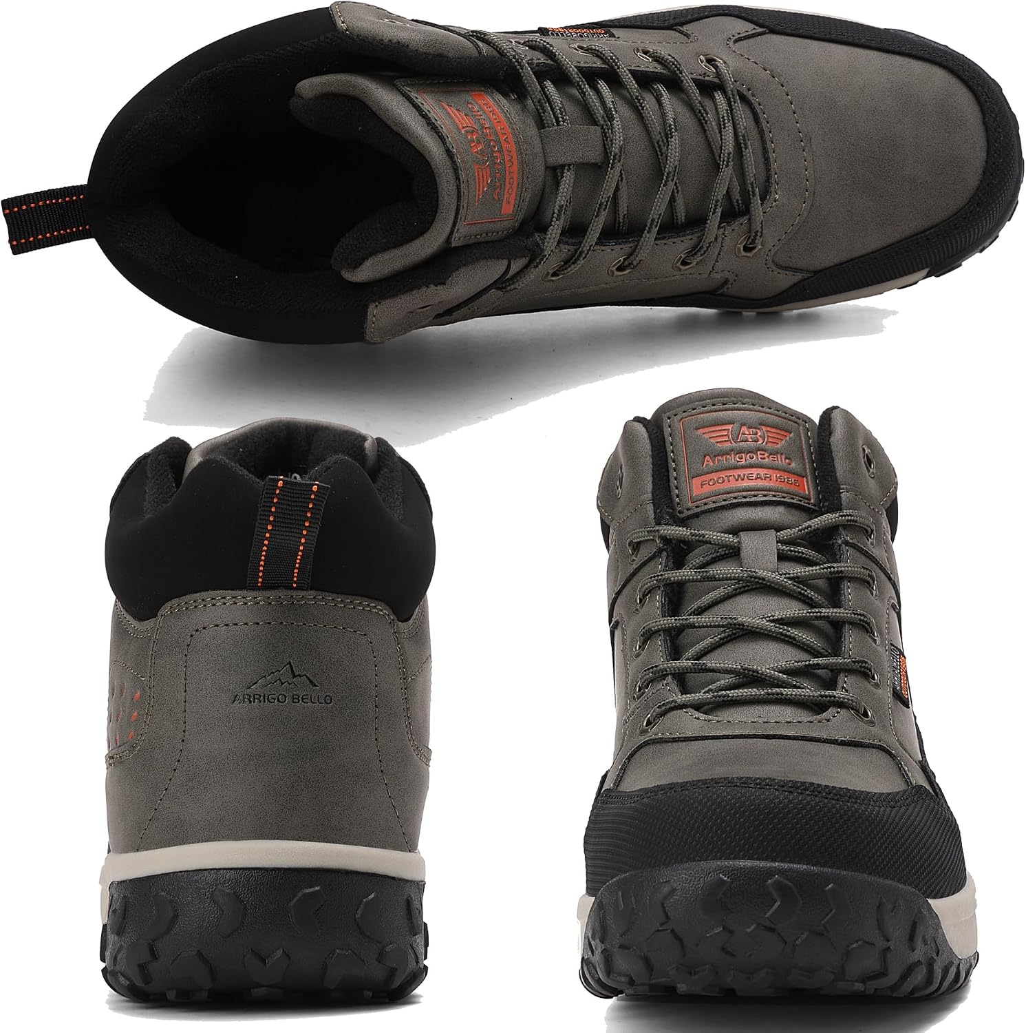 ARRIGO BELLO Mens Snow Boots Warm Fur Lined Hiking Boot for Men Winter Anti Slip Outdoor Trekking Shoe Size 8-12