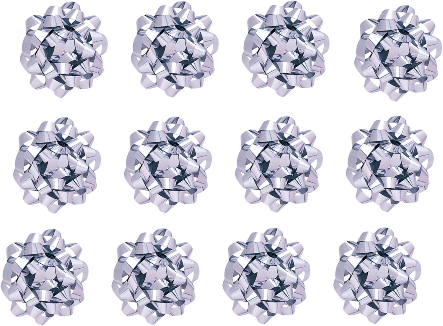 The Gift Wrap Company 12 Count Decorative Matte Bows, Medium, Silv