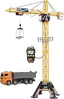 Dickie Toys 48" Mega Crane Playset with Remote Control Truck - Rotating Cab, Realistic Winch for Kids Ages 3-5