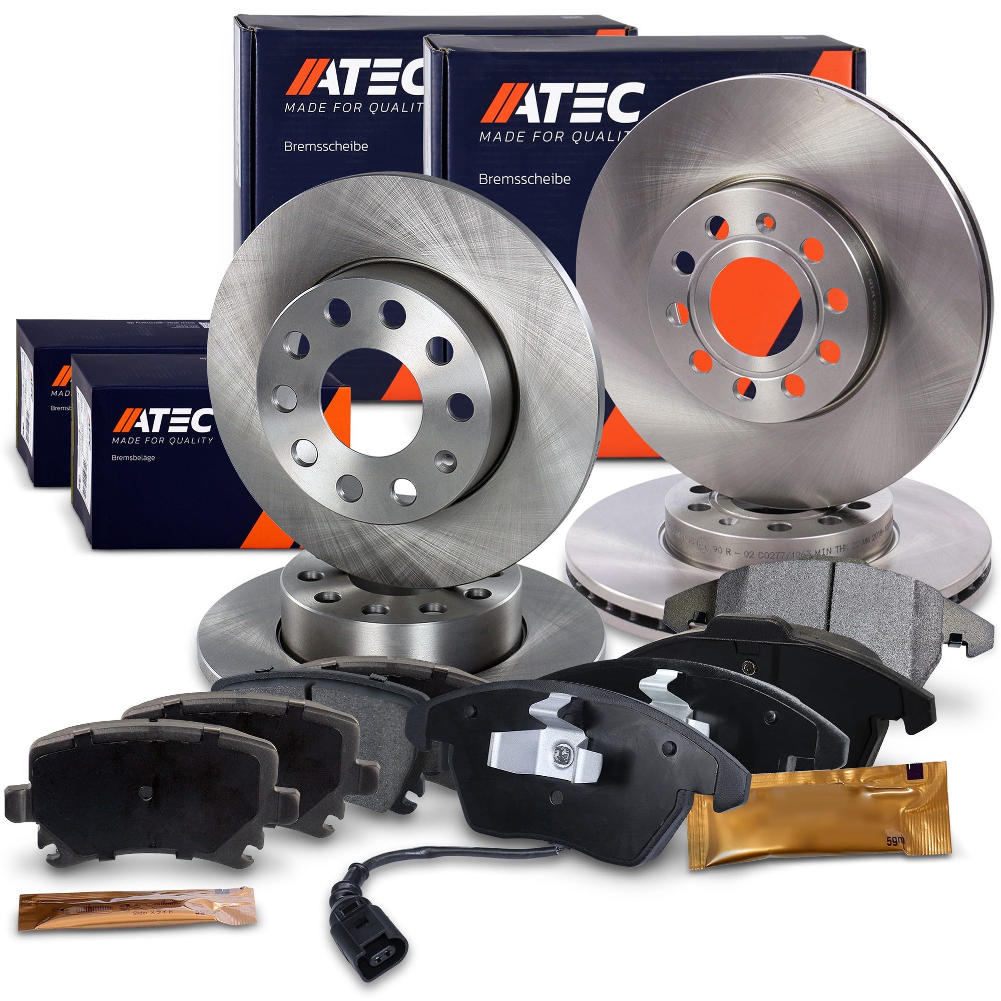 Set di freni ATEC Germany incl. dischi freno anteriori Ø 288 mm ventilati + | Compatibile con: AUDI A3, A3 Sportback, SEAT ALTEA, TOLEDO III, SKODA OCTAVIA II, OCTAVIA II Combi, SUPERB II