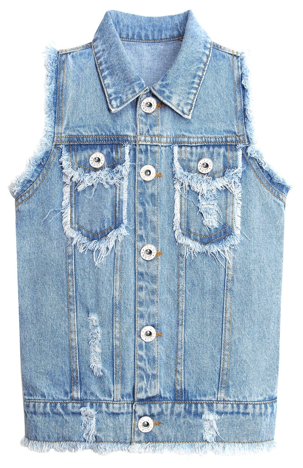 KIDSCOOL SPACE Gilet en jean pour petites filles, gilets en jean pour juniors