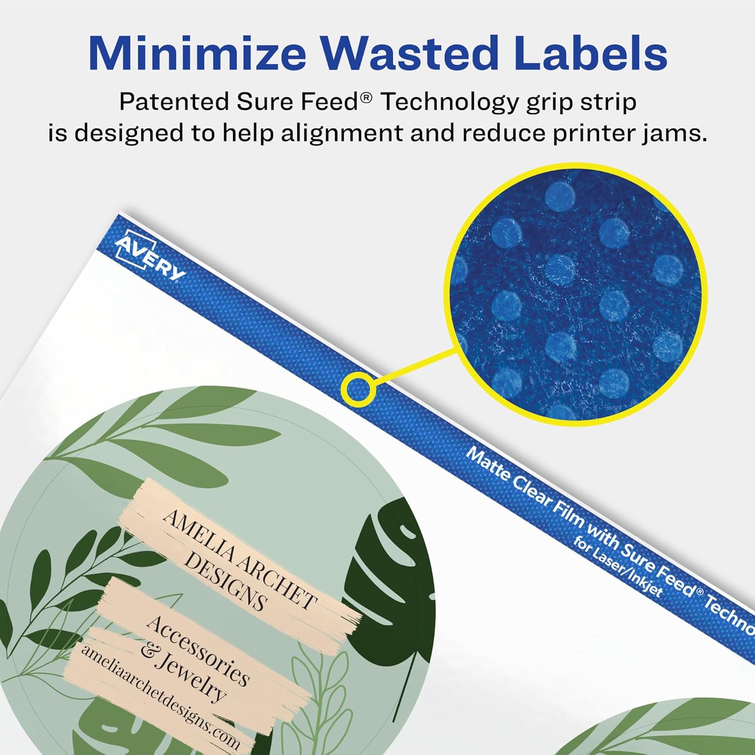 Avery Matte Clear Round Labels, Sure Feed Technology, 3" Diameter, 600 Matte Clear Labels, Print-to-The-Edge, Laser/Inkjet Printable
