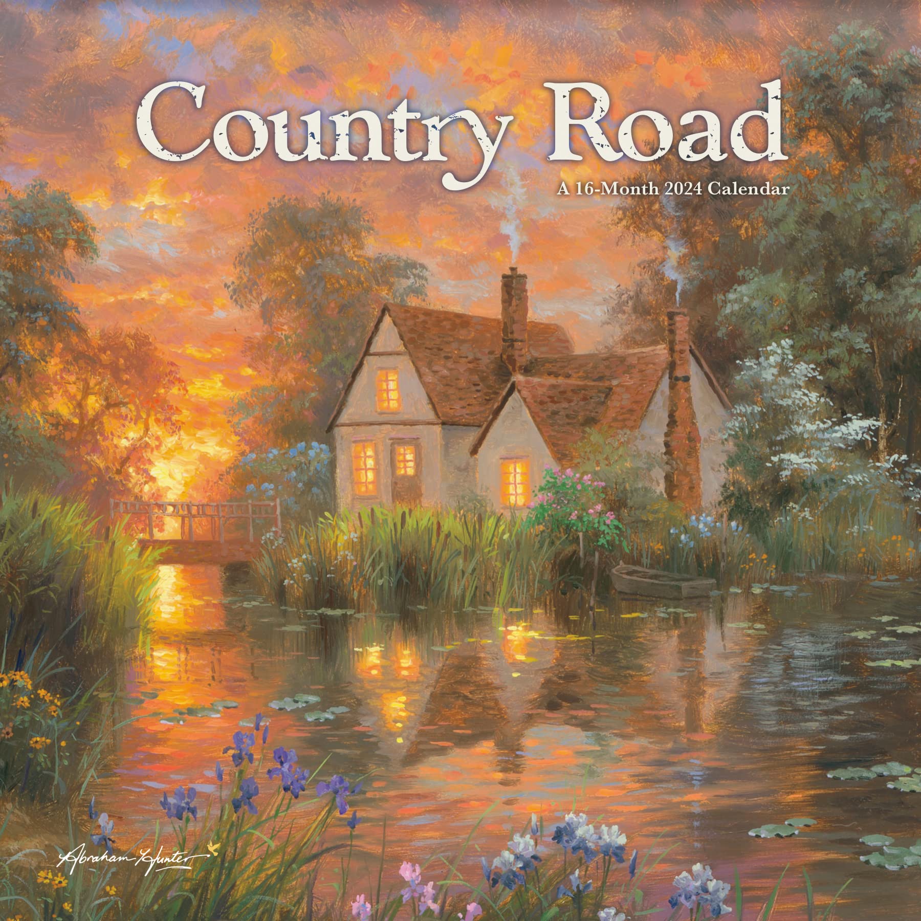 Abraham Hunter 2024 Country Road Wall Calendar – 12"x12", Peaceful Landscape Art, Monthly Planner