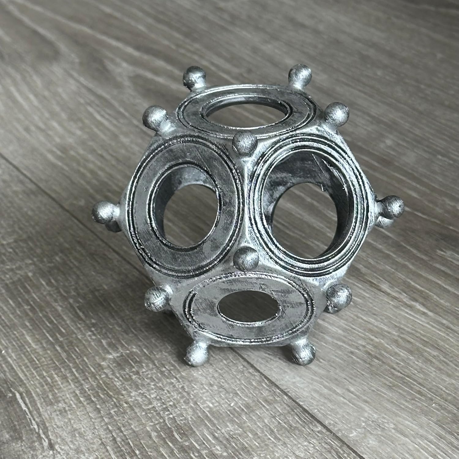 3D Printed Ancient Roman Dodecahedron | Historical Inspired | Gifts for Him | Roman Empire (Antique Silver)