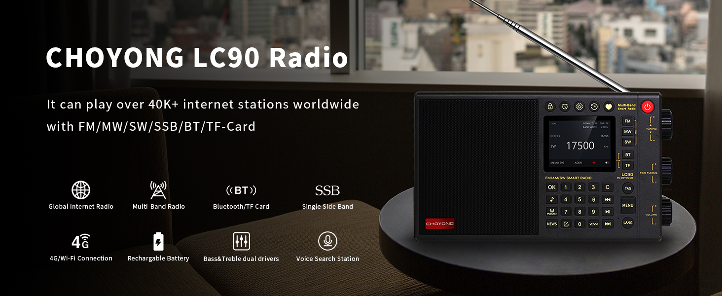 Amazon.com: CHOYONG LC90 Multi-Band Smart Internet Radio, WiFi/4G