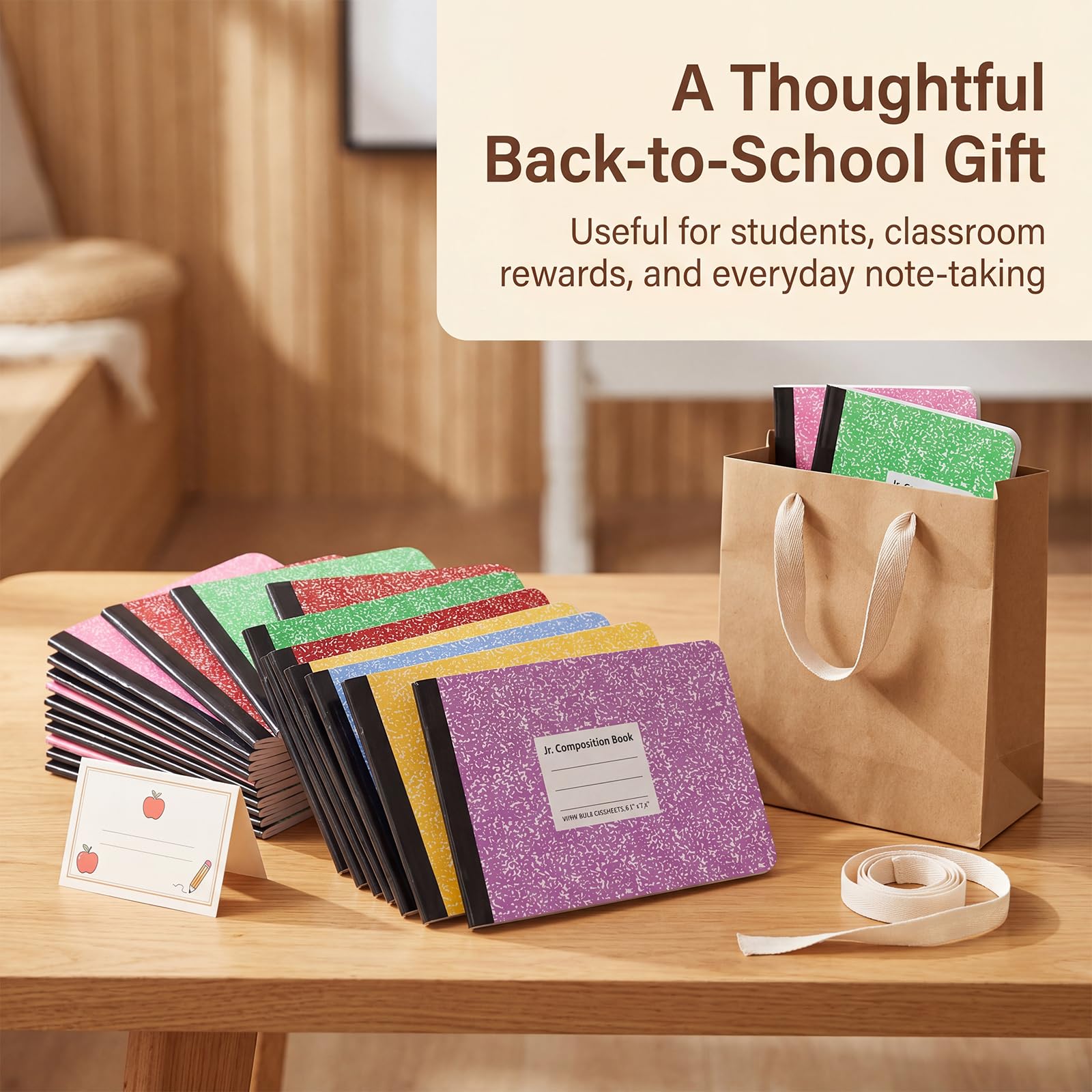 BESARME 24 quaderni per composizione, quaderni colorati in marmo piccolo, tascabile, per studenti, forniture per il rientro a scuola, a righe larghe, 11,2 x 19,1 cm