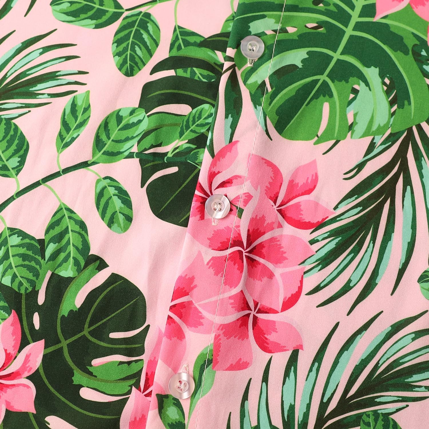 Hawaiian Shirt for Men Short Sleeves Tropical Printed Casual Button Down Summer Beach Floral Shirts Green Flower - Image 5