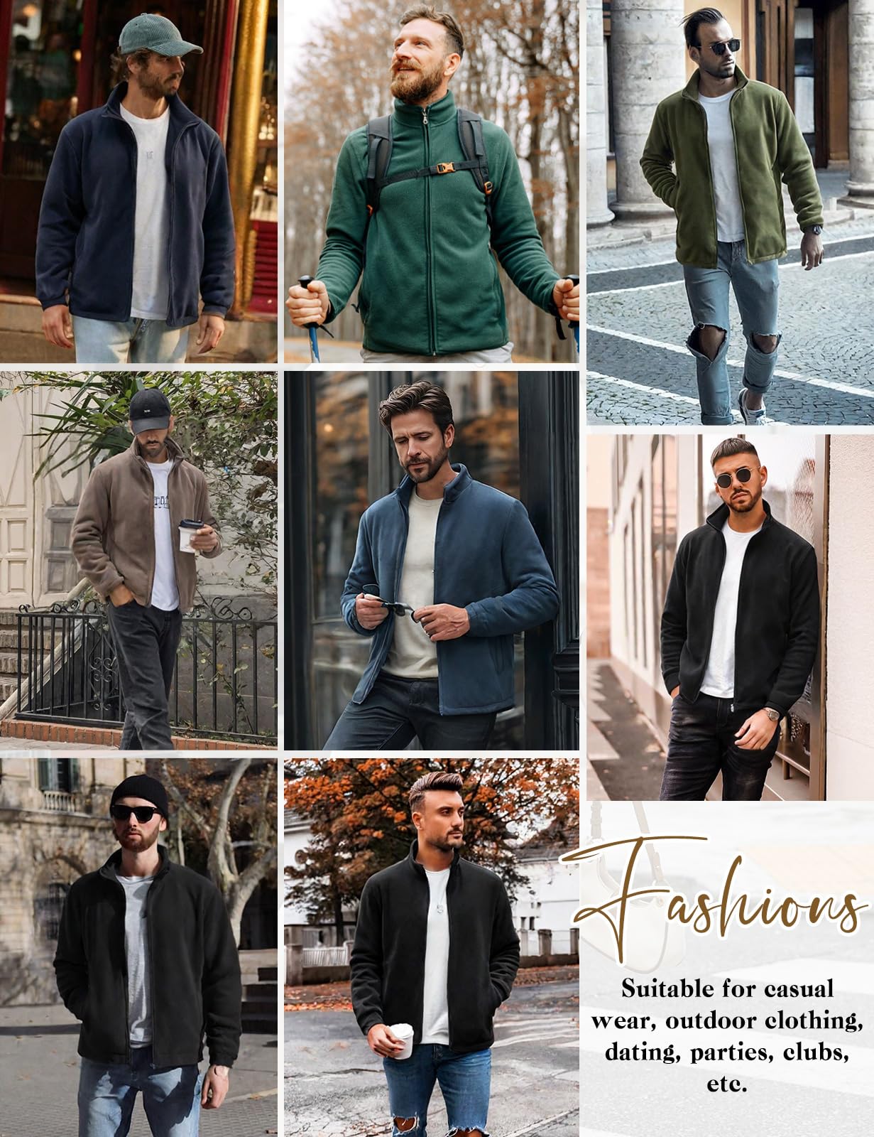 UMIPUBO Veste Polaire Homme Hiver Chaude Zippées Fleece Jacket avec Poches Manteau de Randonnée Sweatshirt Sans Capuche