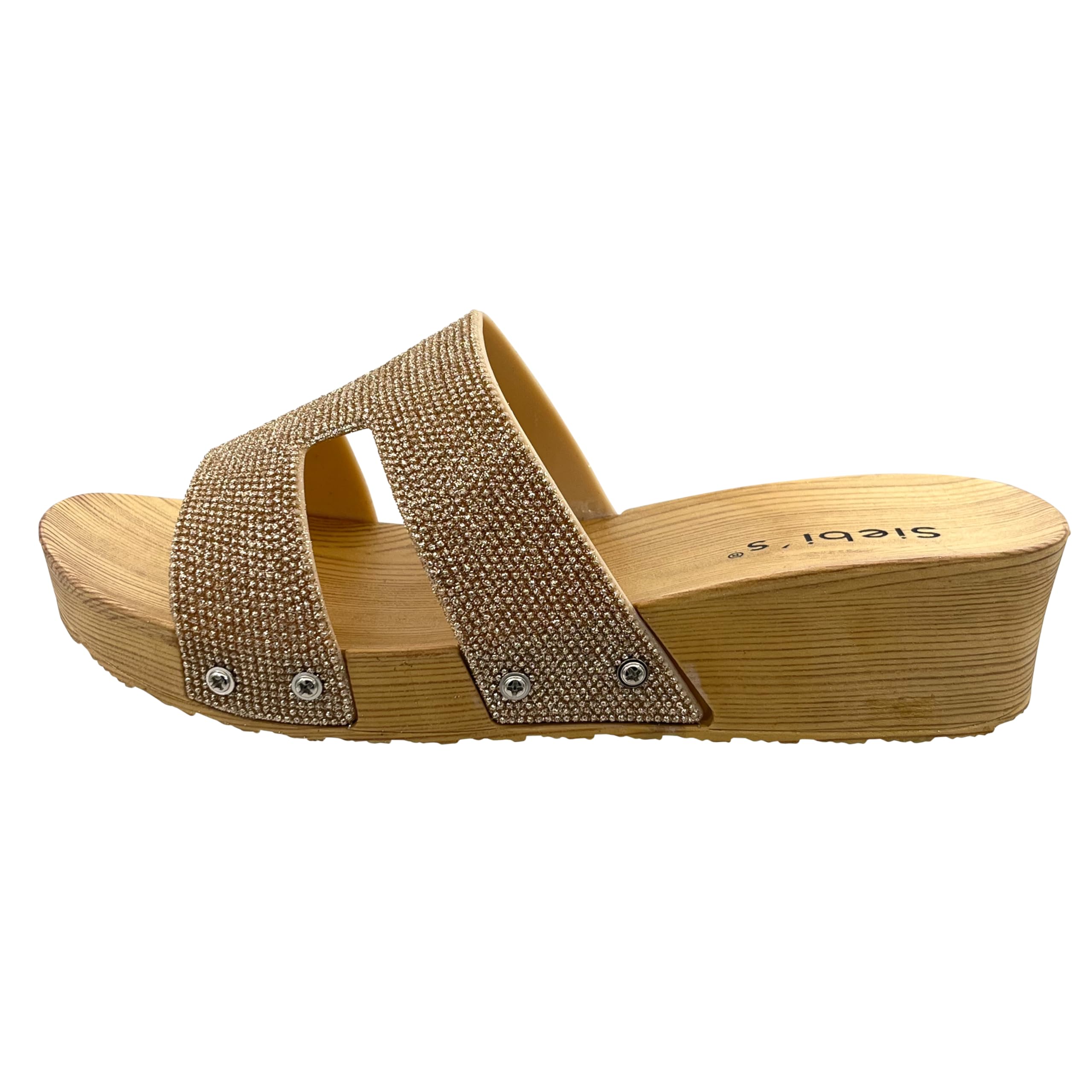 Siebi's - Badeschuhe Damen - Como - Badepantolette Glitzer mit Plateau-Sohle für Frauen - fällt klein aus
