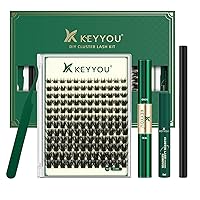 Vista 105 de Kit de racimos de pestañas KEYYOU Natural Wispy Kit de extensión de pestañas DIY 144 piezas Extensiones de pestañas en racimo con cepillo de rímel