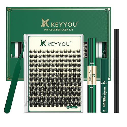 Miniatura 105 de Kit de racimos de pestañas KEYYOU Natural Wispy Kit de extensión de pestañas DIY 144 piezas Extensiones de pestañas en racimo con cepillo de rímel